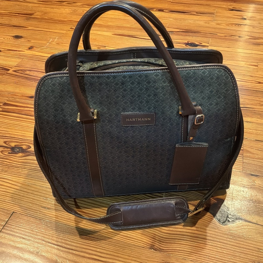 Vintage Hartmann Diamond Jacquard Standing Duffle Weekender Tote Carry On 15"